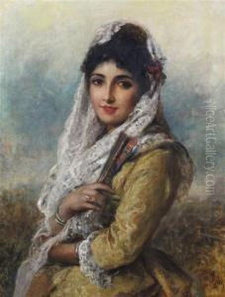 Portrait Of A Spanish Girl Oil Painting by Thomas Kent Pelham