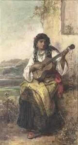 A Spanish Minstrel Oil Painting by Thomas Kent Pelham