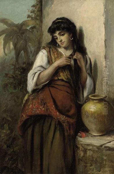 A Little Maid Of Alicante Oil Painting by Thomas Kent Pelham