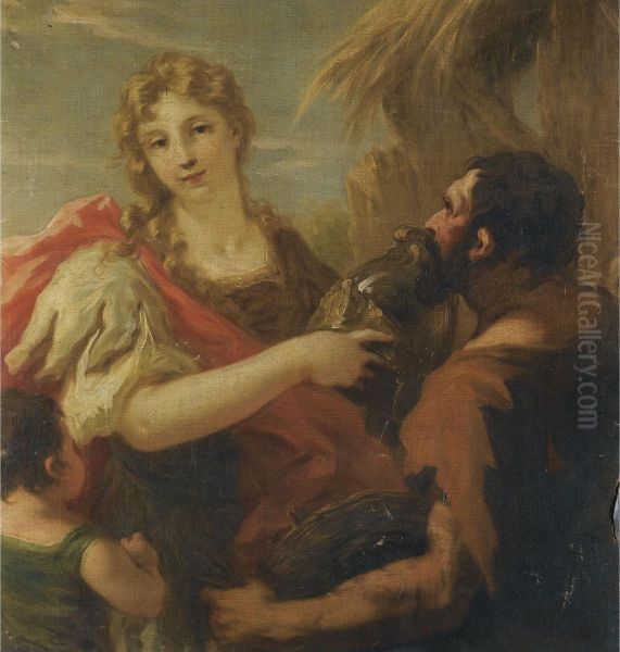 Erminia And The Shepherds Oil Painting by Giovanni Antonio Pellegrini