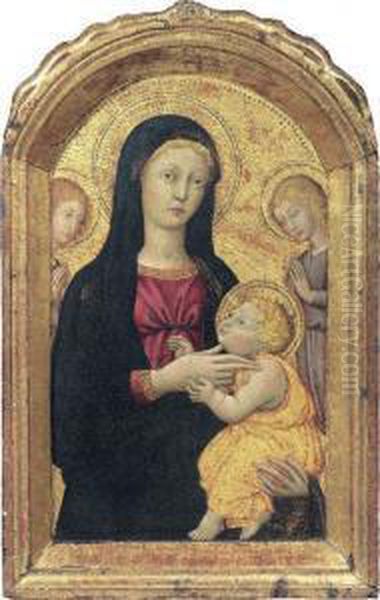 Madonna Col Bambino E Due Angeli Oil Painting by Pellegrino Di Mariano