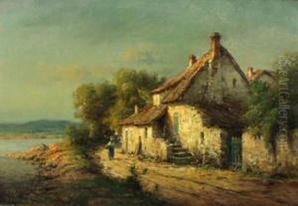 Cottage By The Bay Oil Painting by Pierre Jacques Pelletier