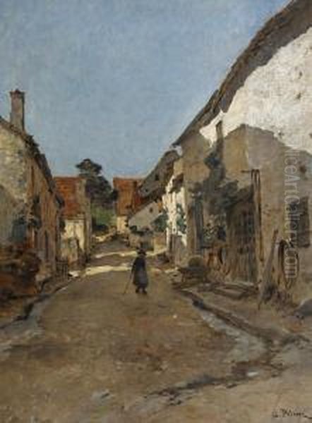 Walking Through The Village Oil Painting by Leon Germain Pelouse