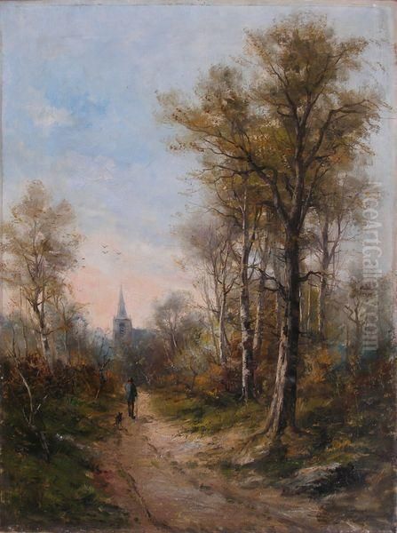 Chemin Vers L'eglise Oil Painting by Leon Germain Pelouse