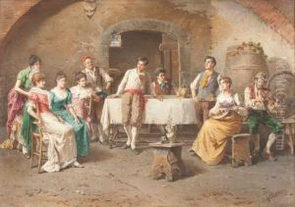 Wirtshausszene Oil Painting by Francesco Peluso