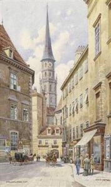 Stallburggasse With Horse-drawn Coaches Oil Painting by Erwin Pendl