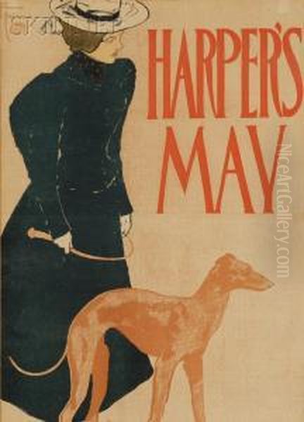 Harper's May Oil Painting by Edward Penfield