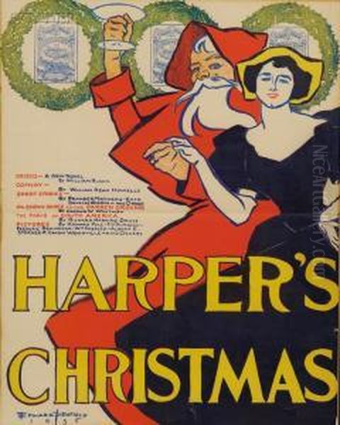 Harper's Christmas Oil Painting by Edward Penfield