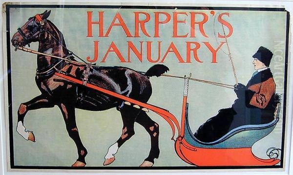 Poster Harper's January Oil Painting by Edward Penfield