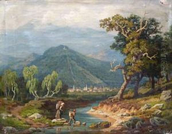 Kleine Flusslandschaft Mit Reissigsammlern Oil Painting by Bianco Pennelli