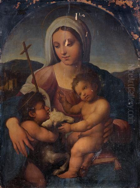 Vierge A L'enfant Et Saint Jean-baptiste Oil Painting by Giovanni Francesco Penni