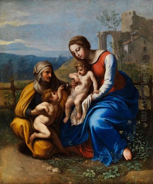 Madonna Mit Dem Kind, Dem Johannesknaben Und Der Heiligen Elisabeth Oil Painting by Giovanni Francesco Penni