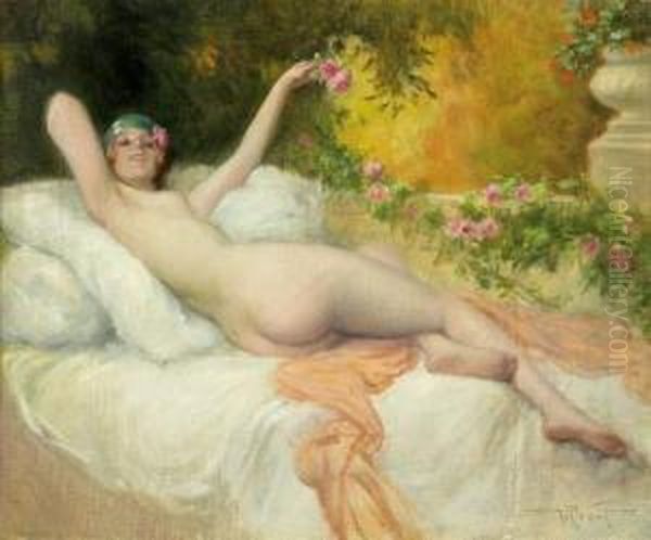 Femme Nue Allongee Oil Painting by Albert Joseph Penot