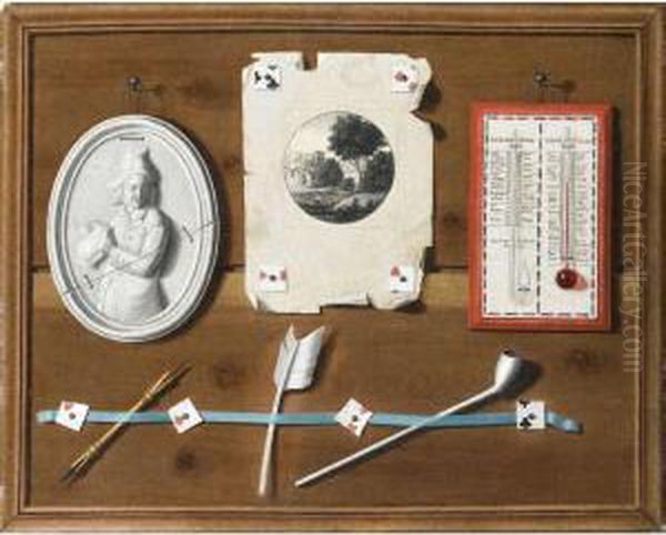 Trompe L'oeil Oil Painting by Jean Valette-Falgores