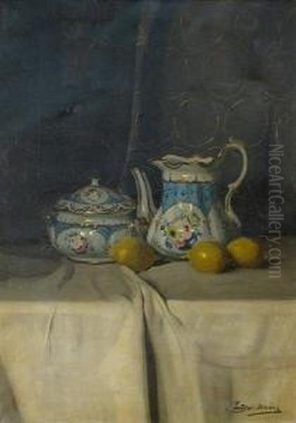 A Still Life Oil Painting by Janos Pentelei-Molnar