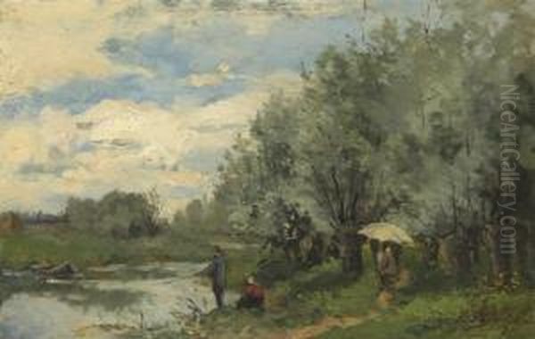 Summer Afternoon By The Lake Oil Painting by Paul Emmanuel Peraire