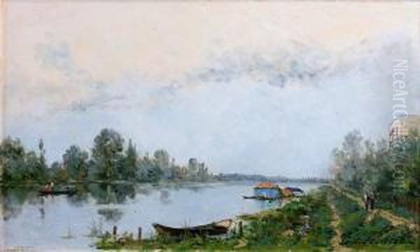 Vue Des Bords De L'oise Oil Painting by Paul Emmanuel Peraire