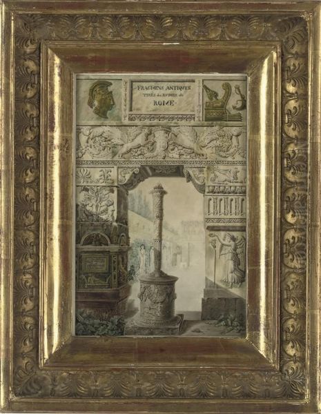 Antique Fragments From The Ruins Of Rome Oil Painting by Charles Percier