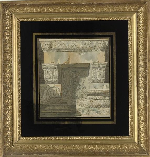 A Study Of Architectural Fragments From Antiquity Oil Painting by Charles Percier