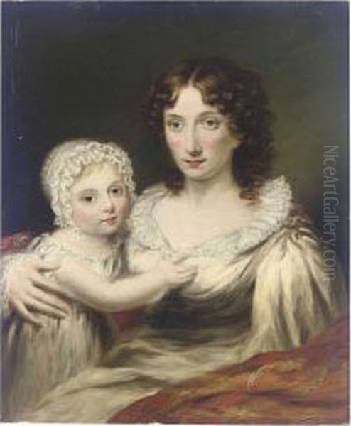 Portrait Of Eliza Campbell And Her Daughter Jessie Oil Painting by Frederick Percy Graves