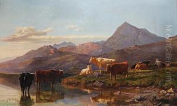 Landscape With Cattle Oil Painting by Sidney Richard Percy