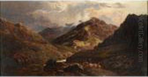 A Mountain Pass, Savoy Oil Painting by Sidney Richard Percy