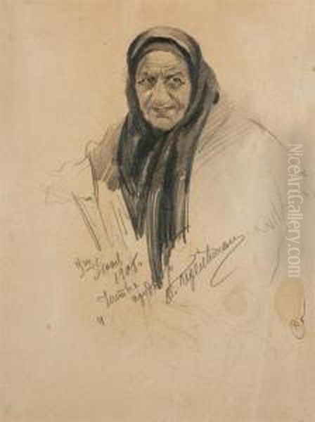 Study Of An Elderly Woman Oil Painting by Vladimir Perelman