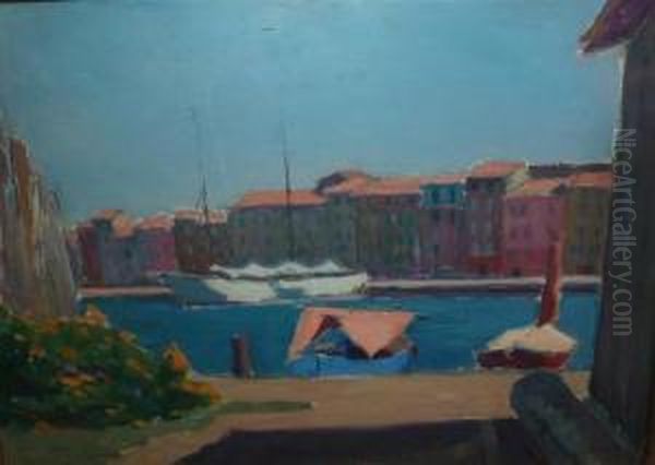 Village Maritime Du Sud Oil Painting by Jacques Peretto