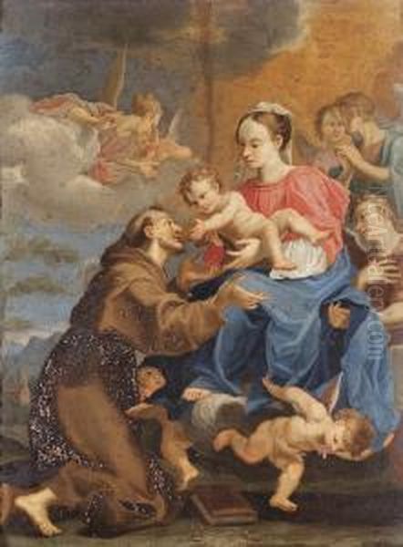 Madonna With Child And St. Francis Oil Painting by Francesco Perezzoli