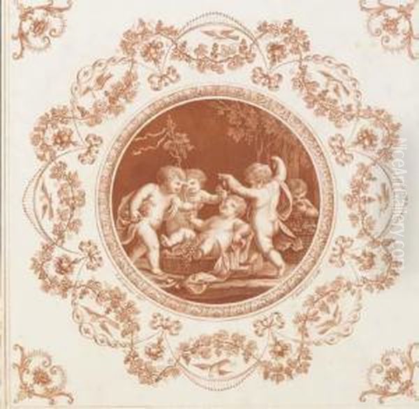 Putti: Two Plates Oil Painting by Michelangelo Pergolesi