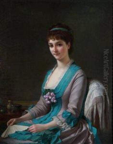 Portrait De Mademoiselle Alice De Cessac Oil Painting by Alexis Joseph Perignon