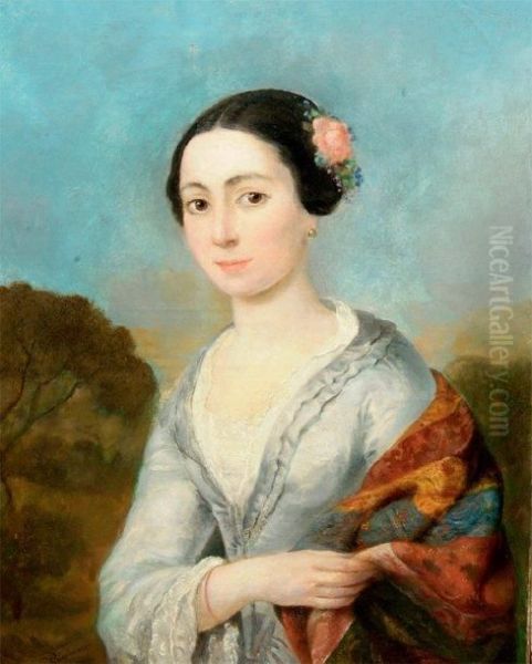 Portrait D'elegante Oil Painting by Alexis Joseph Perignon