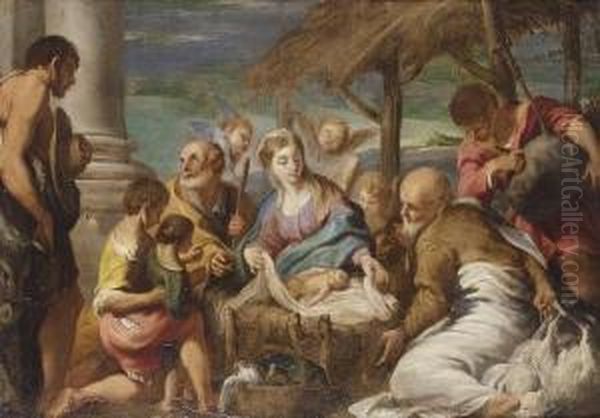 The Adoration Of The Shepherds Oil Painting by Antonio Perini