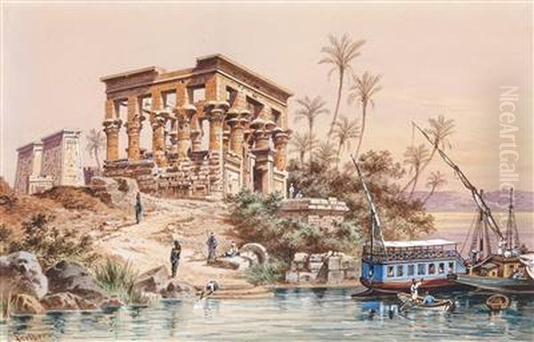 Tempel Philae Oil Painting by Friedrich Perlberg