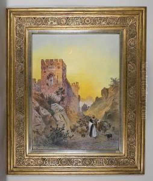 Abend Bei Jerusalem Oil Painting by Friedrich Perlberg