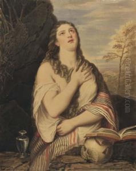 Maddalena Penitente (da Tiziano) Oil Painting by Tito Perlotto