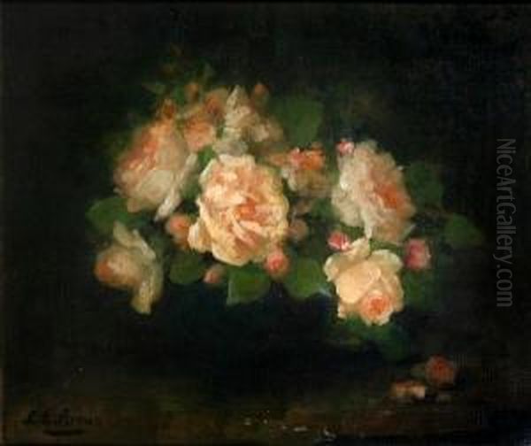 Still Life Of Roses Oil Painting by Louise Ellen Perman