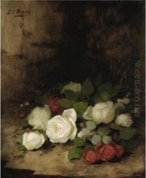 Still Life Of Roses Oil Painting by Louise Ellen Perman