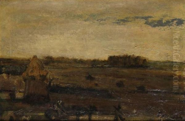 Landschap Met Boer Bij Hooimijt Oil Painting by Constant Permeke