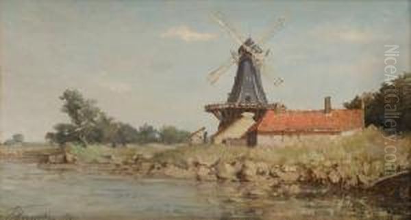 Moulin En Bord Deriviere Oil Painting by Henri Louis Permeke