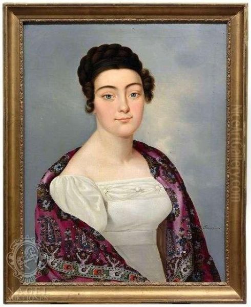 Portraitof Anna Elisabeta Hoessner Oil Painting by Joseph Nicolaus Peroux