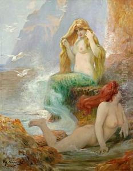 Mermaids Oil Painting by Henry Perrault