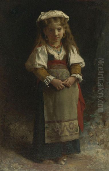 Portrait Of A Young Girl Oil Painting by Leon-Jean-Basile Perrault