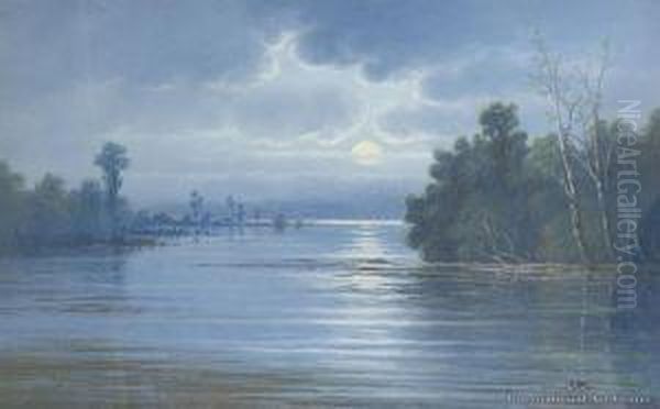 Evening Lake Te Anau Oil Painting by John Douglas Perrett