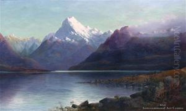 Mt Cook From Lake Tekapo Oil Painting by John Douglas Perrett