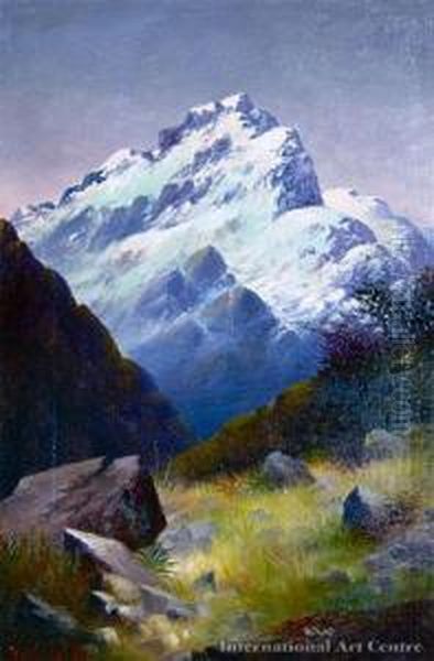 Near The Base Of Mt Sefton Oil Painting by John Douglas Perrett