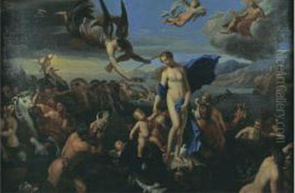 L'allegorie De La Naissance Du Dauphin Oil Painting by Francois Perrier Le Bourguignon