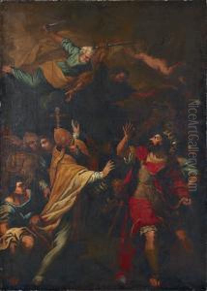 Le Pape Et La Royaute Cedant Devant L'intervention Divine Oil Painting by Francois Perrier Le Bourguignon