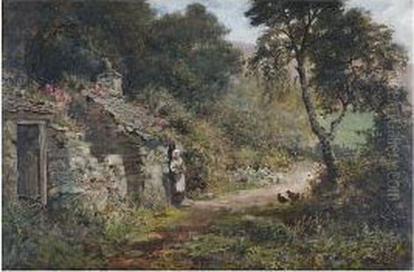 Cottages At Aber, Carnarvonshire Oil Painting by Alfred Feyen Perrin