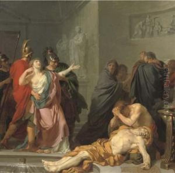 The Death Of Seneca Oil Painting by Jean Charles Nicaise Perrin